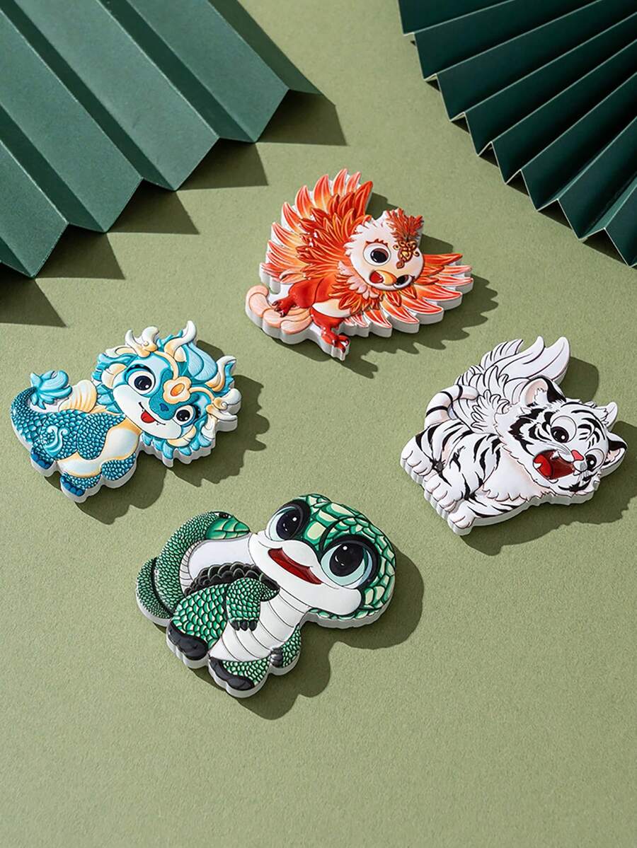 1pc Creative Mythical Beast Fridge Magnet (Blue Dragon, White Tiger, Vermilion Bird, Black Tortoise) - Magnets - View 1