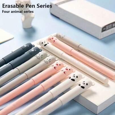 1pc Cartoon Animal Pattern Cute Cat 0.5mm Washable Pen, Suitable For School Stationery Use, Great For Writing In Notebooks, Essential Office Supply For Girls. Stationery, Back To School Supplies, Inexpensive School Items, Enrollment Gift