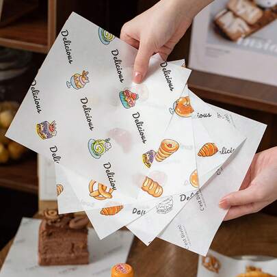 400张烘焙油纸，食品包装纸，适用于蛋糕、糕点、面包、汉堡等，适合节日派对，50/100/400张装