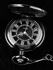 蒸汽朋克风格素面怀表，黑色石英项链，男女通用怀表链，生日、婚礼和周年纪念礼物 - 均碼 - 查看 2