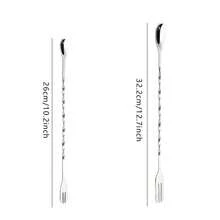 Muỗng khuấy cocktail bằng thép không gỉ 410, muỗng pha chế cán dài, muỗng múc đá, muỗng trà sữa xoắn ốc hai đầu, muỗng pha chế. - Xem 2