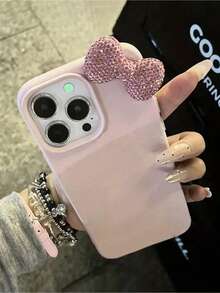 Compatible With IPhone 17/17 Air/17 Pro/17 Pro Max/16/16 Pro/16 Plus/16 Pro Max 16 15 14 13 12 11 Pro Max X XR 7 8 Plus. Cute 3D Full Diamond Bow Glitter Pink Soft Phone Case, Fashionable And Shock-Resistant - Phiên bản nâng cấp màu hồng - Xem 17