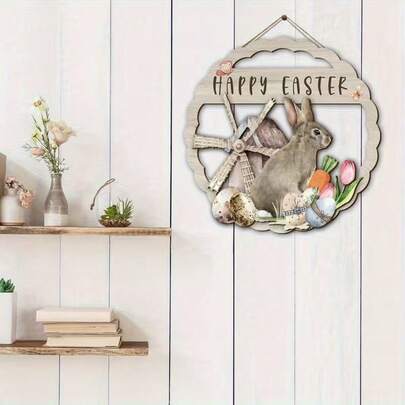 1 pieza Placa decorativa de madera plana 2D, decoración para Pascua, Acción de Gracias, fiestas, regalo perfecto para días festivos, decoración del hogar, decoración de granja y jardín, estilo vintage, apta para el hogar, escritorio, exterior, decoración colgante de puerta, estilo de granja, cartel y placa decorativa, sin necesidad de electricidad