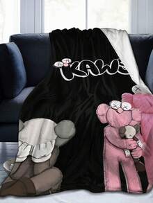 Kawss Kawaii Kaw Blanket Luxury Anime Flannel Blanket - Ultra Soft Cartoon Print, The Perfect Gift For Any Occasion, Christmas, Birthday, For Home, Camping & Travel Use - màu đen - Xem 1