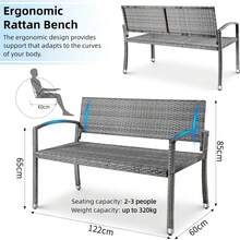 Outdoor Bench Rattan Garden Park Bench Loveseat For Patio,Yard,Front Porch,320kg Capacity,Weatherproof - Grey - View 9