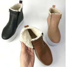 Women's Winter Wool Fur Ankle Boot, Cold Weather Women's Boot - 藍色 - 查看 1