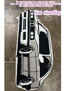 1pc Premium Racing Car Floor Mat, Polyester Fiber Rug, Silver Gray Car Decorative Carpet, Suitable For Bedroom, Living Room Decor, Decorative Rug, Small Rug, Carpet, Home Decor, Living Room Carpet, Living Room Small Rug, Bedroom Carpet, Living Room Home Decor, Outdoor Rug, Washable Carpet - Multicolor - View 6