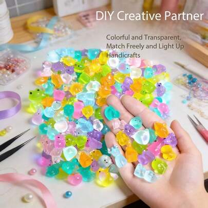 5/20/50/100pcs Glow-In-The-Dark Resin Mini Animal Assorted Colors, No Electricity Needed, Suitable For Garden, Party, Miniature Landscape, Aquarium, Doll House Decor, Christmas