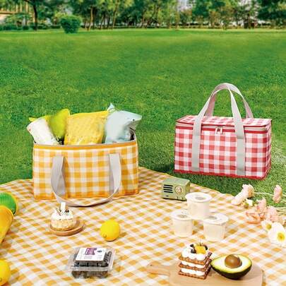 1pc Minimalist Portable Zipper Storage Bag, Lightweight Insulated Lunch Bag, Picnic Bag