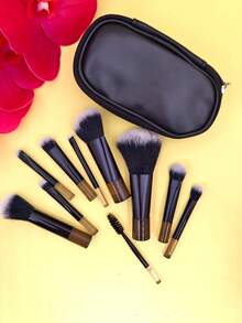 Makeup Brush Kit With Black Lilac Pink Case – 10 Pieces T-646-8 - 黑色的 - 查看 1