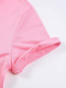 Disney &  Valentine's Day "XOXO" Graphic Women's Short Sleeve T-Shirt Sweet & Romantic Casual Top - Rose bonbon - Voir 6