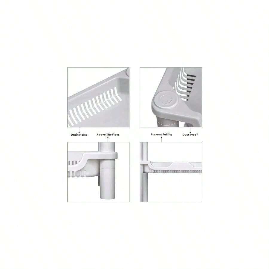 Bathroom 4 Tier Plastic Shower Caddy Corner Shelf Pole Rk Kitchen Storage Unit - Multicolor - View 1