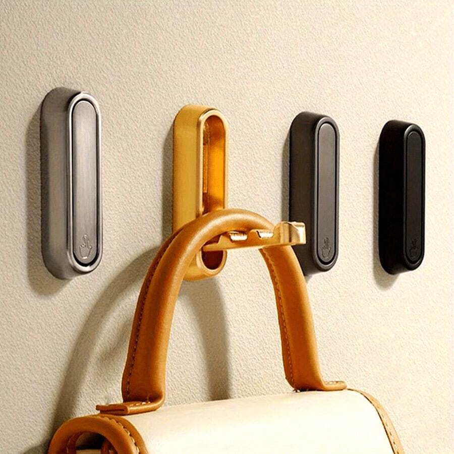 1pc Folding Wall Hook Hidden Robe Towel Coat Hook Hook For Home Kitchen Bathroom Matte Black Towel Hanger - View 1