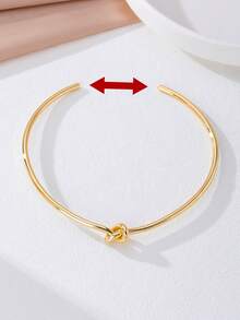 1pc Fashionable Minimalist Twist Metal Choker Necklace, Adjustable Size Suitable For Women Daily, Party, Outing Wear - Knotted Collar - View 2