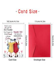 1pc Sarcastic BFF Birthday Card: "THANK YOU For Being My UNBIOLOGICAL Sister" - Coffee& Flowers Design For Bestie, Funny Friendship Gift With Envelope (Perfect For White Elephant) - Single Piece - View 2