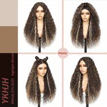 Tóc giả gợn sóng nước, highlight ombre, xoăn, kiểu lace front, 100% protein silk, dài 26 inch, tóc giả tổng hợp xoăn được nâng cấp với chất liệu cao cấp. - Nhiều màu - Xem 5