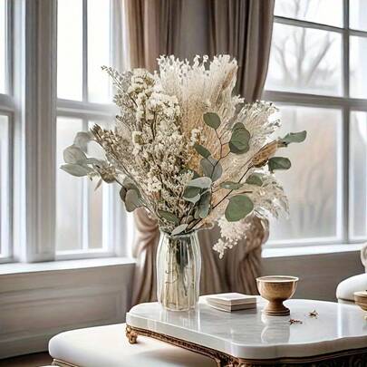 54束仿真蒲苇花束，波西米亚风家居装饰，仿真花卉装饰，婚礼中心装饰，花瓶填充物，母亲节礼物，咖啡店和春季展示装饰