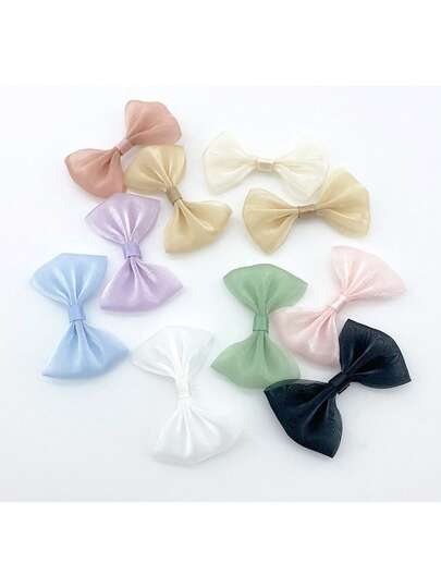 20pcs 4*6cm Pearlescent Chiffon Bow Waist Sash, Korean Style Chiffon Hair Accessories DIY, Decoration For Children's Dress, Doll Bow Tie