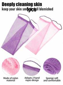 1pc African Loofah Sponge, African Exfoliating Bath Back Brush With Rope Handle, Loofah Body Brush With Rope Handle, African Exfoliating Net With Rope Handle, Unisex Long Shower Sponge, Multi-Functional Exfoliating Wash Cloth, Elastic Back Scrubber, Suitable For Shower, Skin Cleansing And Massage - Multicolor - View 5