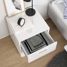 Well Home Set Of 2 Eria Gloss White Nightstands, Side Tables With 2 Drawers In Gloss White 41 X 40 X 45 Cm - High Gloss White - View 6