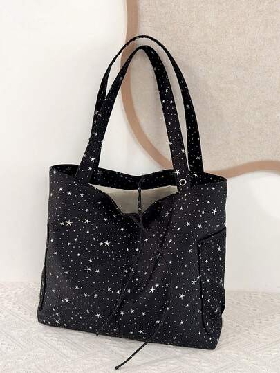 2026 New Spring Fashion Polyester Polka Dot Tote Bag For Women, Large Capacity Multi-Pocket Handbag With Dual Handles, Suitable For Daily, Casual, Travel, Picnic, School