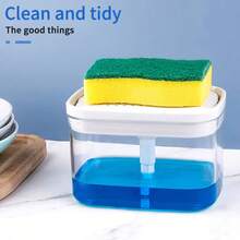 1 bộ 2 trong 1 đựng nước rửa chén và giá đựng bọt biển để bàn, có khay hứng nước nhỏ giọt có thể tháo rời. - Nhiều màu - Xem 5