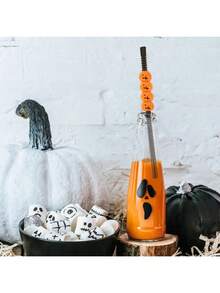 4pcs Halloween Party Straw Toppers, Creative Skull & Pumpkin Shaped Artistic Straws - Multicolor - View 6