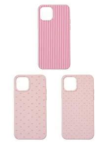 3pcs Set Soft Faux Leather Texture Bowknot/Stripe/Polka Dot Phone Case, Cute Girly Aesthetic Design, Shock-Resistant Protective Cover Compatible With IPhone & Galaxy - Multicolor - View 39