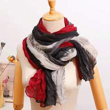 1pc Women's Long Lightweight Linen Ombre Scarf, Fashionable Casual For Daily Matching, Beach, Vacation Or Sun Protection - Multicolor - View 11