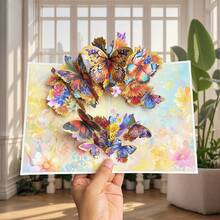 3D Pop Up Card Best Wishes Ornament Greeting Cards Butterfly Invitations Congratulation Card For Best Wishes Mother's Day Birthday Gift - Multicolor - View 12
