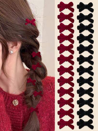 24pcs Women's Hair Clips, Fashionable, Elegant, And Cute Hair Accessories, Bowknot Hair Clips, Suitable For Daily Wear And Festive Parties, Decorative Braids, For School Use, Women's Hair Accessories, Women's Accessories, A Gift For Her