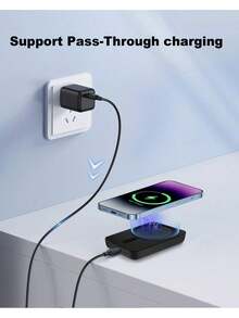 10000mAh Magnetic Wireless Power Bank, MagSafe Compatible Portable Charger For IOS Phone 12-17 | Fast Charging Backup Battery Pack, Strong Magnetic Suction, Compact And Portable Design | Perfect For Daily Use, Commuting, School, Office, Outdoor Activities Perfect Gift For Valentine's Day, Mother's Day, Father's Day, Graduation, Birthday, Holiday Gifts Suitable For Summer Holiday Outdoor Travel - 黑色 - 查看 3