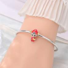 男女通用镀银串珠系列 - 草莓女孩绘画男孩珠子，适用于3毫米手链DIY吊坠，女士时尚饰品，节日生日礼物 - 彩色 - 查看 5