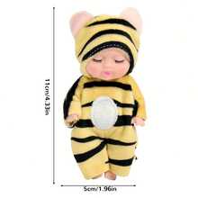 可爱4.3英寸卡通重生娃娃 - 迷你可爱睡着的婴儿系列，卡通动物玩具，完美的生日礼物 - 彩色 - 查看 9