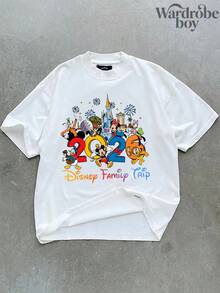 Disney Printed T-Shirt,Men's  2026 Disney Family Vacation Kids' T-Shirt: Epcot Girl Disney World Trip T-Shirt, Cartoon Theme Park Inspired Travel Tee, Unisex,High-Quality Pure Cotton T-Shirt,Suitable For All Seasons, Comfortable And Breathable| Exquisite Design | The Best Choice For Giving Gifts - White - View 2