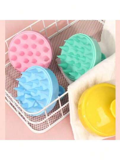 1-Piece Silicone Shampoo Brush With Scalp Massage Function - No Batteries Needed, Gently Detangles Hair And Massages The Scalp, Non-Slip Handle, Available In Pink/Blue-Green, Suitable For All Hair Types (Straight/Wavy/Curly/Voluminous Curls), Hair Care During Bathing - Ideal For Home Or Salon Use, Ergonomically Designed, Durable, A Must-Have For Daily Hair Care
