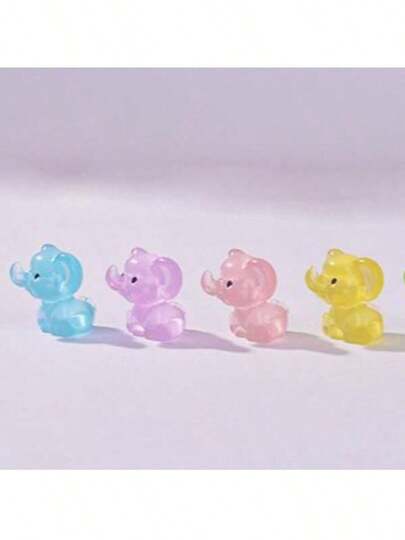 30pcs/50pcs Cute Mini Elephant Figurines, DIY Small Animal Decor Accessories For Plant Garden Landscape, Whimsical Tabletop Miniature Ornaments, Random Colors For Desktop Display