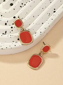 1 Pair Fashionable Elegant Exquisite Drip Oil Geometric Earrings - Multicolor - View 3