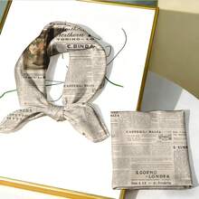 1pcs Square Scarf 35inch Retro Newspaper Print Headscarf Women Casual Fashion Headscarf Square Scarfs - 彩色 - 查看 6