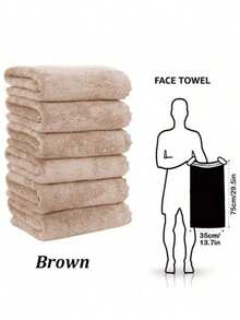 3/6/9pcs Ultra-Soft Coral Fleece Towel Set, Super Absorbent Face Towels, Multi-Purpose, Can Be Used For Drying Hair, Wiping Moisture, Cleaning Cars, Sports, Travel, Bathroom Essentials - Brown - View 1
