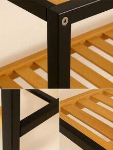 Estantería para zapatos de 2/3 niveles de madera y metal, estantería para zapatos sencilla, gabinete para zapatos para el hogar, estantería para zapatos económica, ahorra espacio, fácil de ensamblar, adecuada para pasillos, puertas de entrada y dormitorios - Ver 5