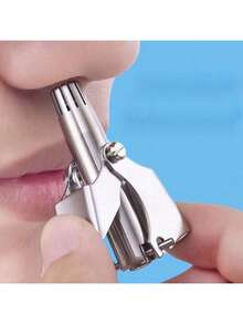 1 pieza/2 piezas Recortador de vello nasal manual de acero inoxidable, diseño de cabeza redondeada para eliminación de vello nasal impermeable en todo el Body - A - Ver 7