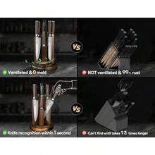 Kitchen Knife Set With Magnetic Block And Sharpener 14 Piece Knife Set 360 Rotatable Holder Ultra Sharp High Carbon Stainless Steel Knives Sets With Steak Knives Ideal Gift - Rotatable Block - View 4