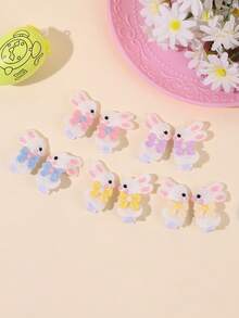 10pcs Easter Bunny Hair Clips For Girls Cute Bunny Embroidery Alligator Clips Cute Hairpins Holiday Barrettes Casual Festive Party Hair Clips Easter Gifts Baby Hair Accessories Sweet Girls Easter Photo Props - Multicolor - View 4