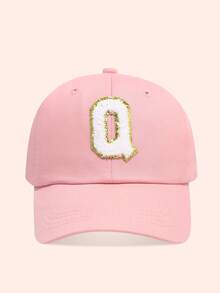 1pc Pink Children's Hat With 26 Letters, Toddler Baseball Cap, Boys & Girls Sun Hat, Suitable For Outdoor Activities And Daily Wear, UV Protection - Gold Label - Pink Fabric Baseball Cap - View 22