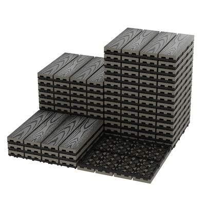 Hodeffior Interlocking Deck Tile, 9/27 PCS Wood Plastic Composite Interlocking Deck Tiles, 30cm X 30cm Waterproof Wood Composite Patio Flooring, Easy Snap-Together Outdoor Tiles For Balcony & Garden