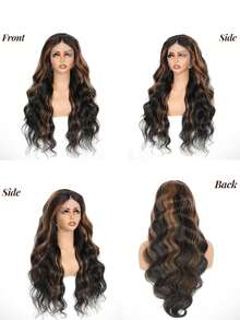 Tóc giả ren phía trước kiểu ombre highlight gợn sóng 13x4, màu nâu #1B/30, mật độ 180%, tóc giả balayage làm từ tóc người, phù hợp cho nữ sử dụng hàng ngày và dự tiệc. - S1/30 - Xem 5