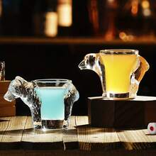 1pc 1.35oz Creative Animal Shaped Glass Shot Glass, Featuring Thick And Durable Design, Creative Animal Shaped Liquor Glass, Thick Bottom Spirits/Cocktail Glass - Multicolor - View 9