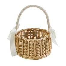 Women Flower Basket Elegant Rustic Bows Large Capacity Lightweight Portable Basket For Storage - White - View 6