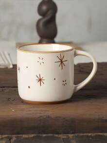 1个320毫升陶瓷心形手柄杯，奢华简约创意咖啡杯，触感光滑舒适，做工精致，可重复使用，美观大方的流行手柄杯，办公居家牛奶杯，客厅高档杯，节日礼物，可微波炉加热 - 彩色 - 查看 2